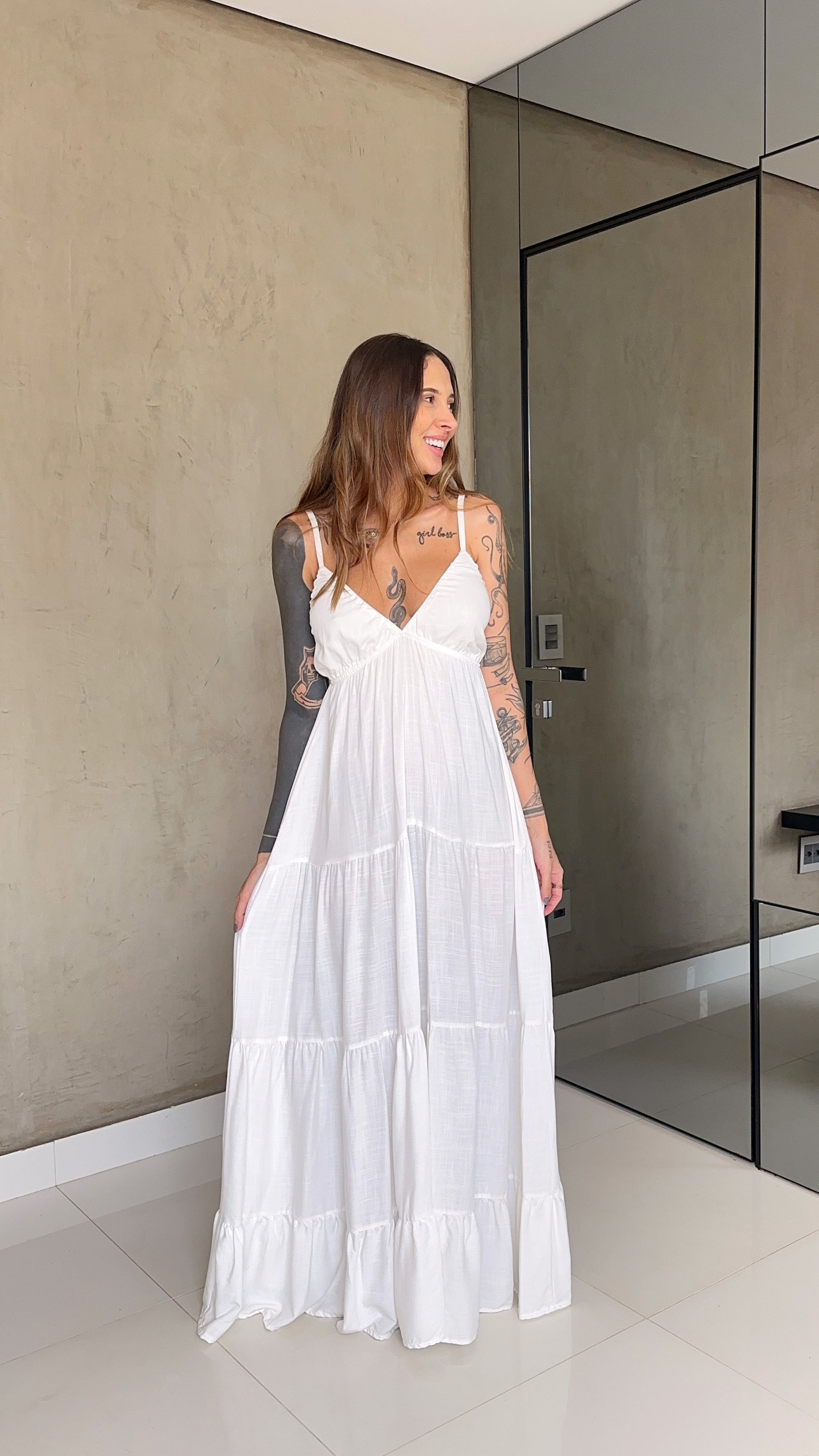 Vestido Longo Suzi - Babados e Amarração nas Costas