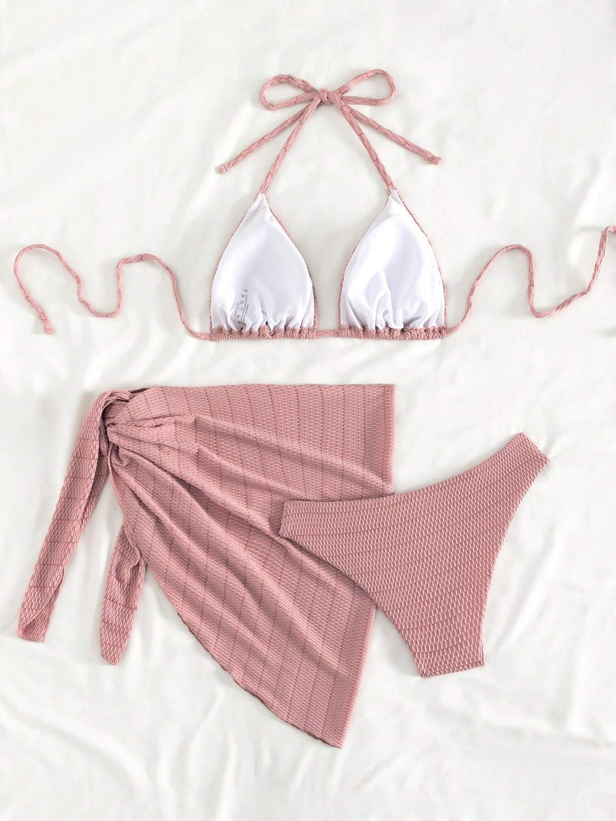 Conjunto Biquíni Feminino com Saida de Praia Rosa