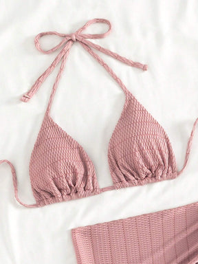 Conjunto Biquíni Feminino com Saida de Praia Rosa