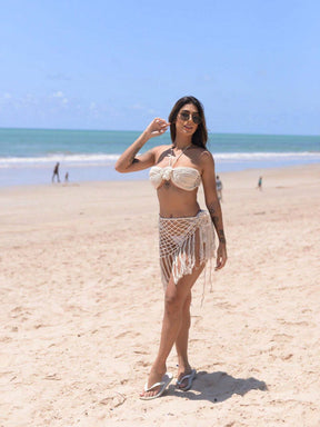 Conjunto Crochê Saída de Praia e Cropped