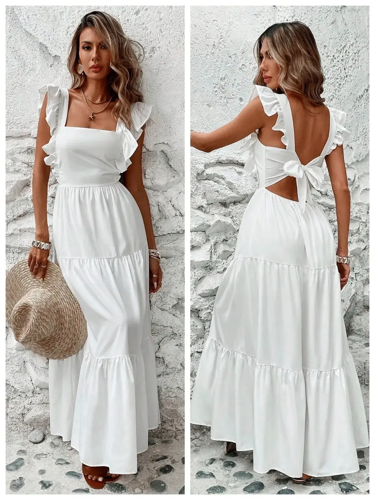 Vestido Longo Branco Elegante 2025