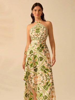 Vestido Longo Tropical Elegante