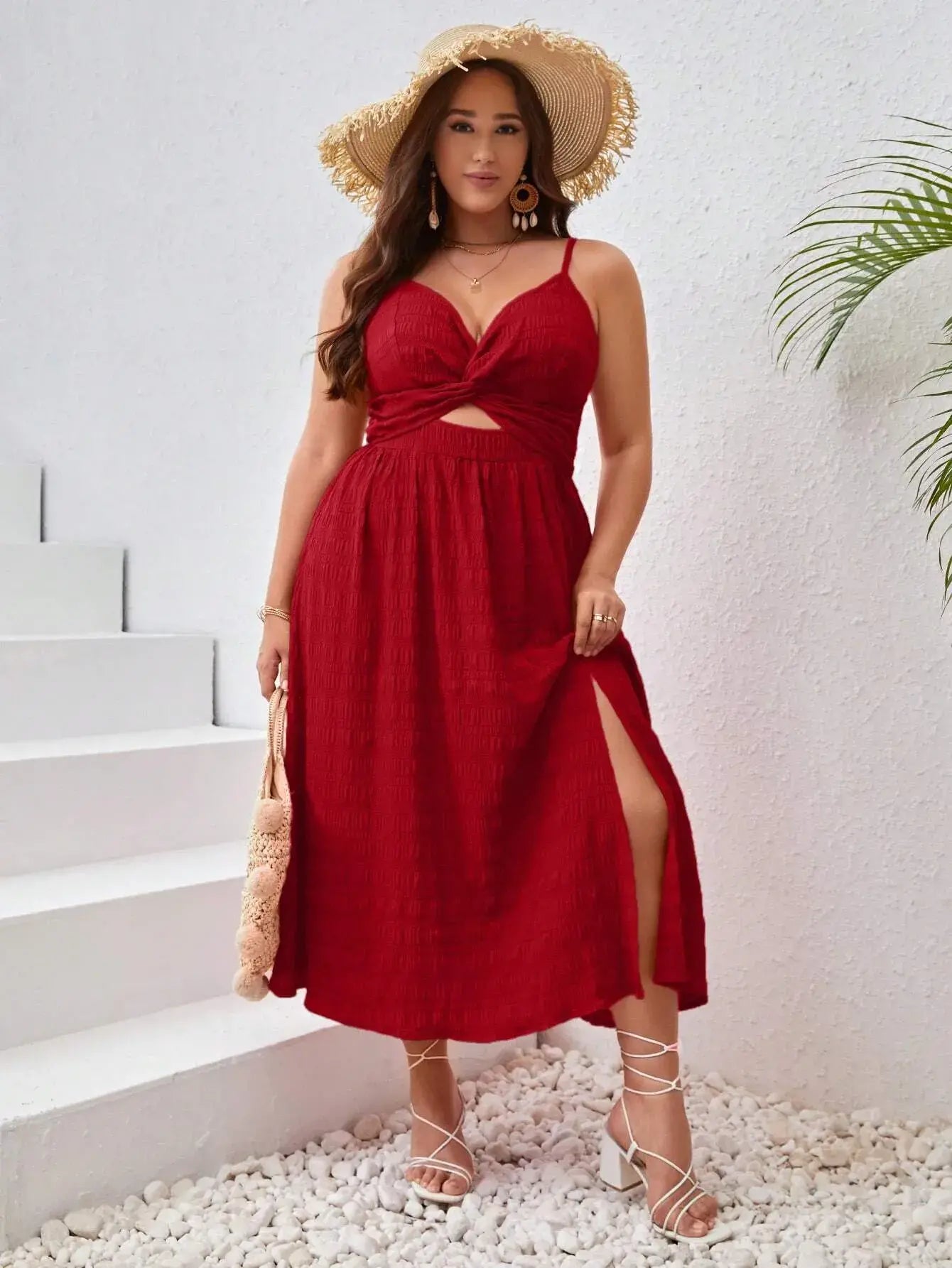 Vestido Vermelho Midi Plus Size Modelo Sevilla