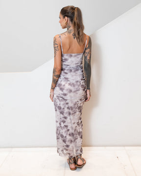 Vestido Longuete em Tule Marmorizado - Alcinhas