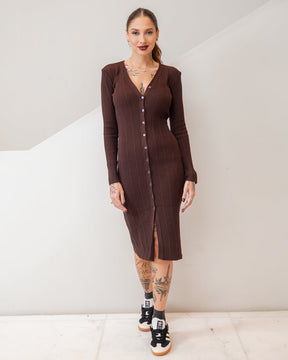 Vestido Tricot Midi Botões