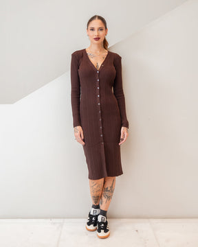 Vestido Tricot Midi Botões