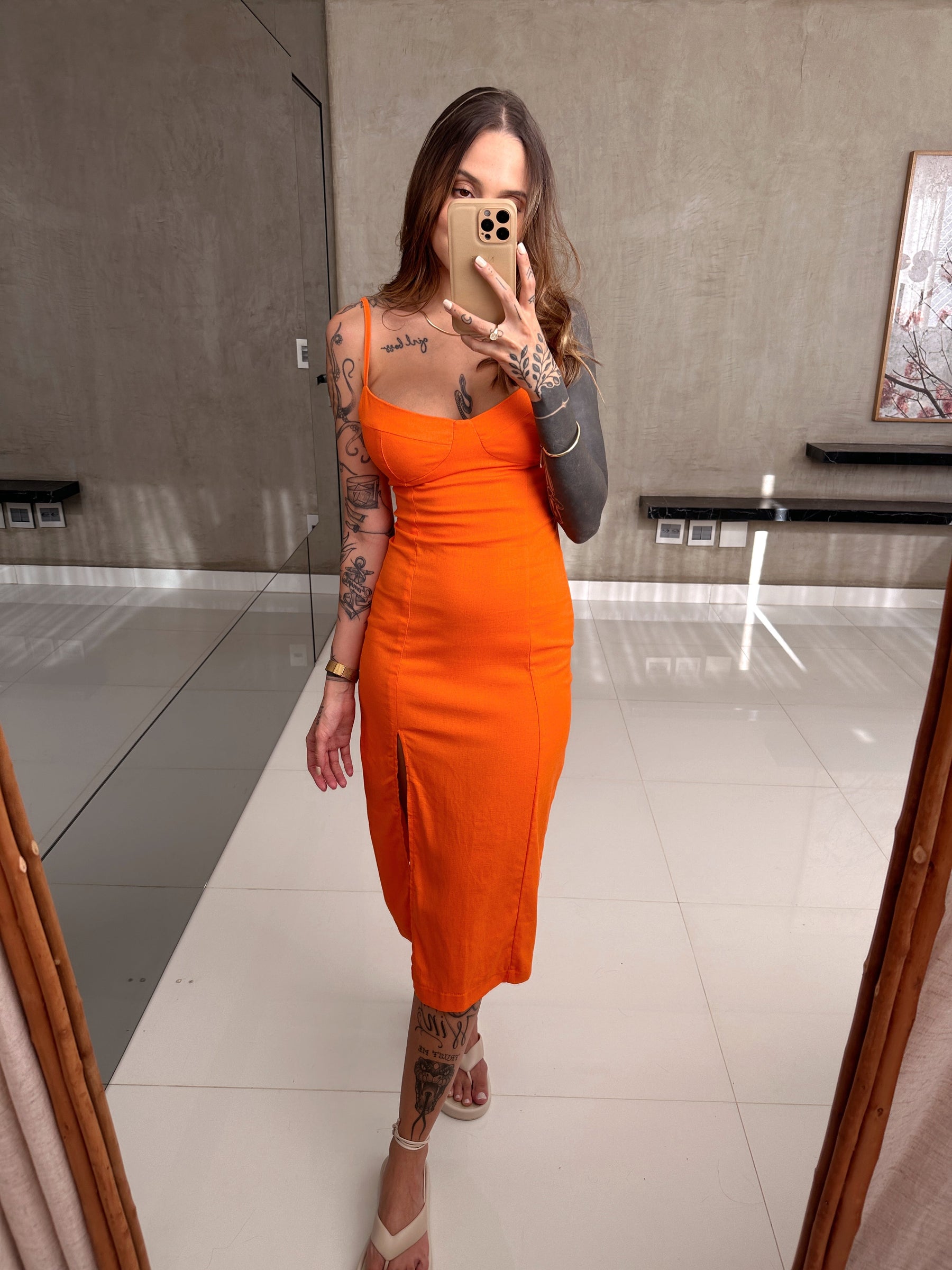 Vestido Midi Los Angeles - Linho Clássico